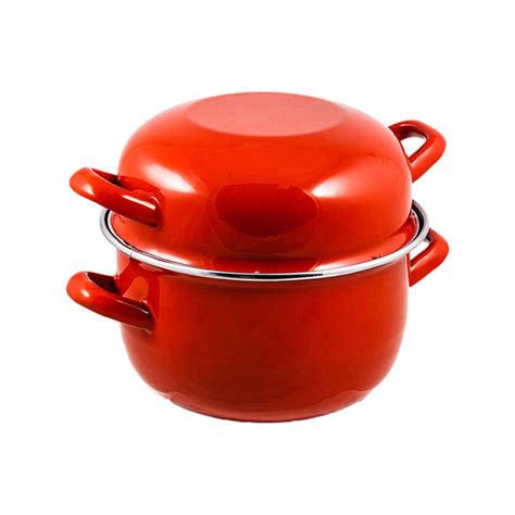 Urban Style Round Enamel 19cm Mussel Pot Cookware Red Bunnings