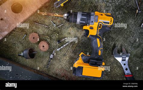 Cordless Power Drill with Bits and tools Stock Photo - Alamy