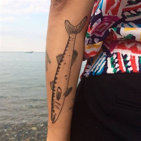 Barracuda Fish Tattoo, Barracuda fish tattoo design, women's Barracuda fish tattoo, Barracuda ...