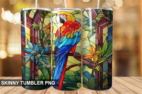 Stained Glass Macaw Tumbler Design