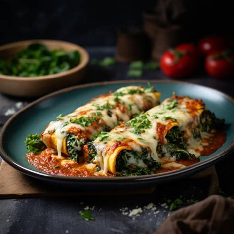 Canelones De Ricotta Y Espinacas Con Fondo Foto Premium