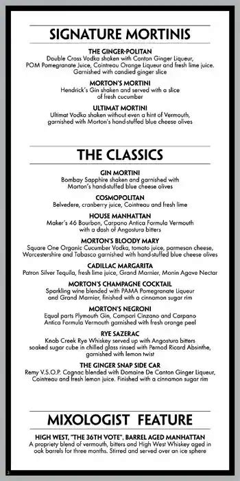 Menu At Morton S The Steakhouse Houston Westheimer Rd Suite