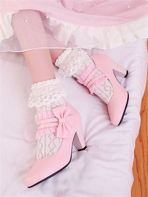 Chaussures Talons Hauts Roses Style Lolita Pour Femmes Au Printemps