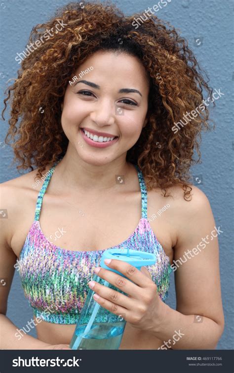 Sexy Woman Smiling Bikini Top Holding Stock Photo Shutterstock