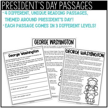 President S Day Reading Comprehension Passages Differentiated Bundle