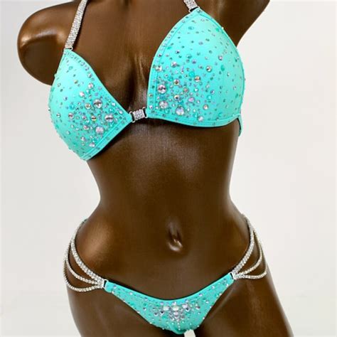 NPC IFBB Competition Bikini Mint Green Bikini Suit Custom Etsy