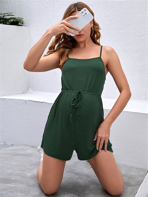 Shein Maternity Drawstring Cami Romper Macacões Roupa Gestante Roupas Para Gravidas