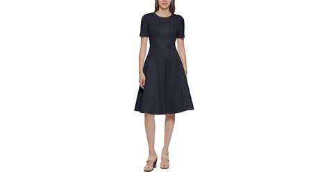 Calvin Klein Faux Suede A Line Dress In Blue Lyst