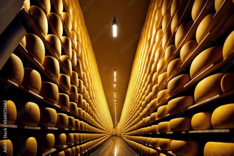 Hundreds Of Different Varieties Of Parmigiano Reggiano In The Biggest