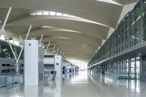 Modern Airport Terminal Interior Stock Image - Image of blue ...