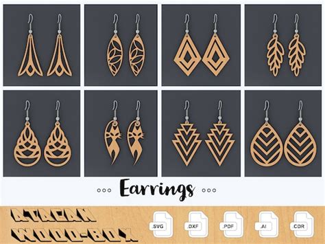 Earrings Jewelry Set Svg Dxf Cdr Laser Vector Glowforge Etsy