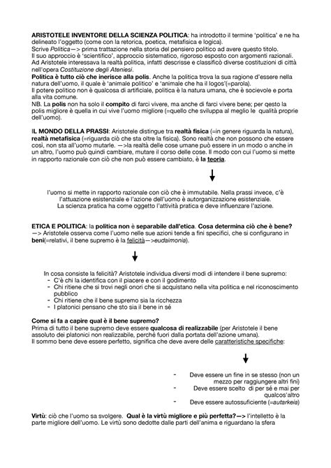 Aristotele Dottrine Riassunti Fatti In Seguito Alle Lezioni Tenute