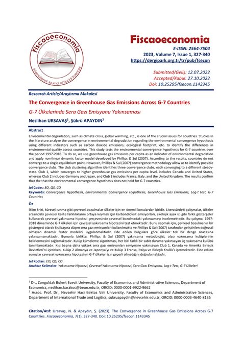 PDF The Convergence In Greenhouse Gas Emissions Across G 7 Countries