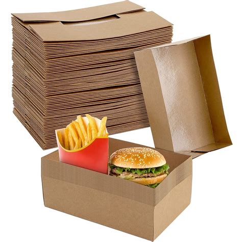 The Deayou 50-Pack Kraft Paper Food Trays, 4 Corner Pop Up Food ...