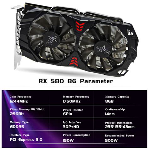 EH AISURIX 100 NEW Graphics Cards AMD RX580 8G For GDDR5 GPU RX 580