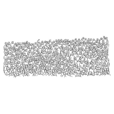 Outline Crowd Of People On Stadium Vector Illustration Sketch Do Stock