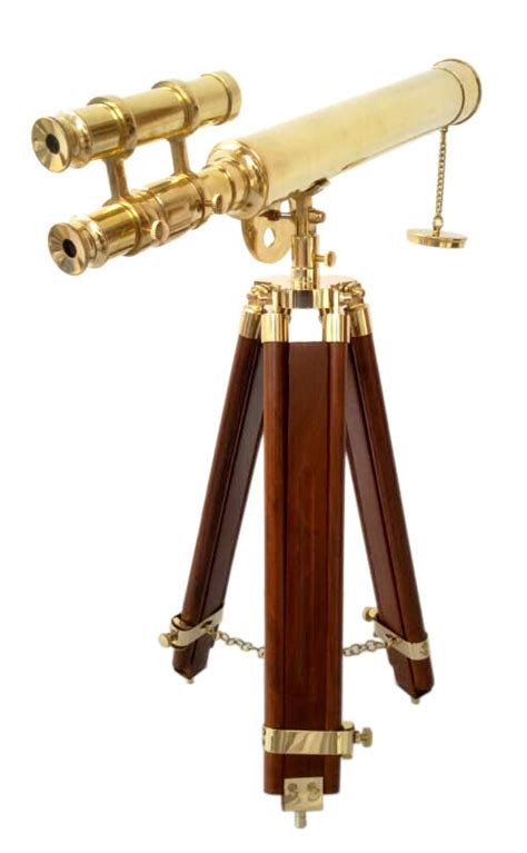 Antique Brass Telescope With Wooden Tripod Stand Marine Etsy