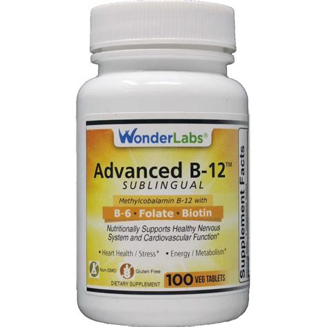 Wonder Labs Sublingual B12 1000mcg B6 5mg Folic Acid 400mcg And Biotin 25mcg With