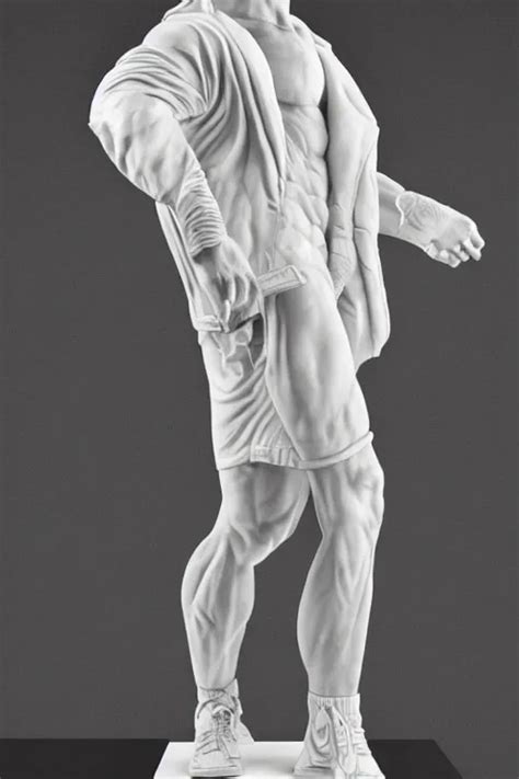 Marble Sculpture Of Man In Adidas Jacket Sportswear Stable Diffusion