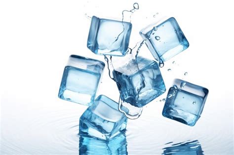 Premium Ai Image Arafed Ice Cubes Falling Into The Water With A