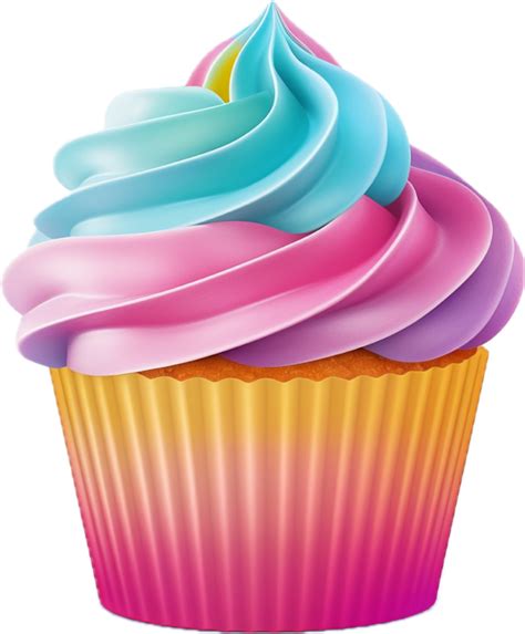 Rainbow Cupcake Png With Ai Generated 34338955 Png