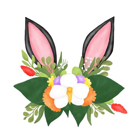 Easter Bunny Ears With Flower Png