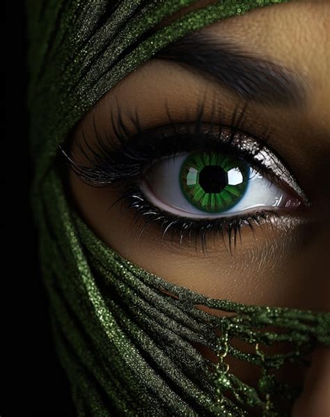 Premium Photo A Woman With Green Eyes And A Green Eye With A Green Eye