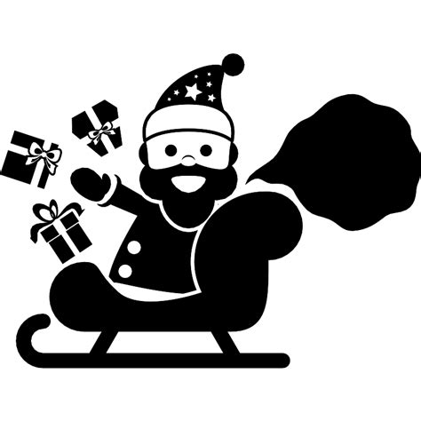 Santa Claus Sitting On His Sled With Gifts In His Hands Vector SVG Icon