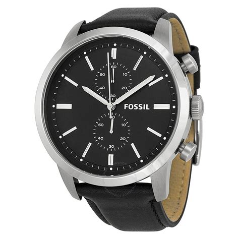 Fossil Townsman Chronograph Black Dial Black Leather Men S Watch Fs