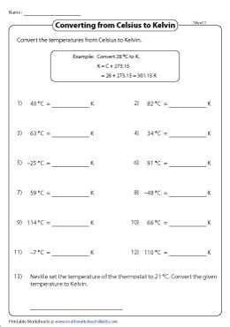 Temperature Conversion Practice Worksheet