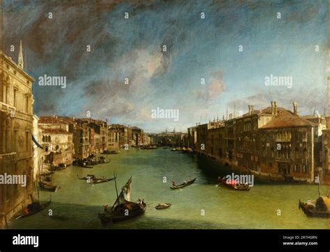 Grand Canal From Palazzo Balbi Towards The Rialto Bridge Painted By The