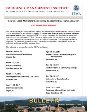 Fillable Online Training Fema Course L Multi Hazard Emergency