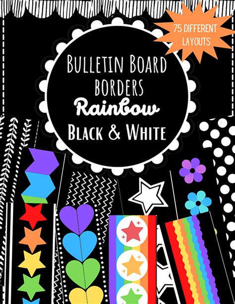 Bulletin Board Borders Set Rainbow Black & White - Learning Attic