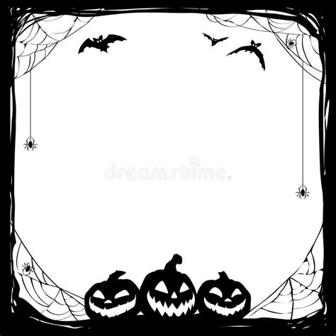 Halloween Schwarzer Rahmen Mit Fledermäusen Und Jack O Lanterns Vector