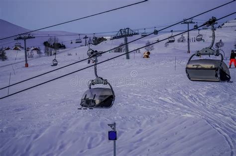 Alpe D Huez France Later Evening Cableway Lift Cabin