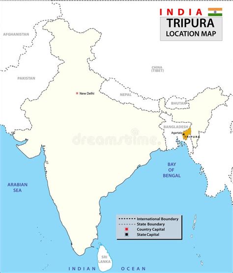 Tripura Map Showing State Boundary And District Boundary Of Manipur