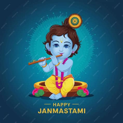 Krishna Janmashtami Happy Janmashtami Vector Design With Lord Krishna