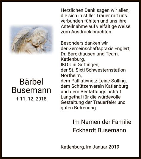 Traueranzeigen Von B Rbel Busemann Trauer Hna De