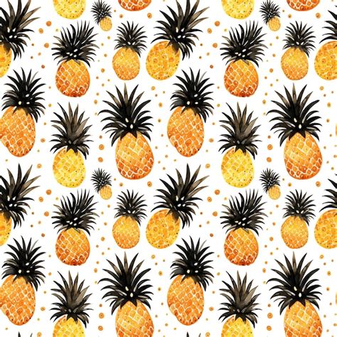 Premium Photo Tropical Watercolor Seamless Pattern With Pineapple