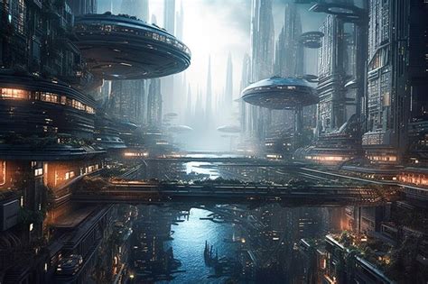 Premium Ai Image Ai Generative Scenery Of Futuristic City