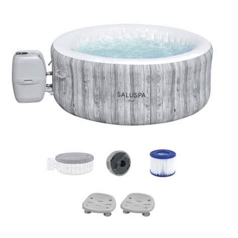 Bestway SaluSpa Fiji Hot Tub With Set Of 2 Underwater Non Slip Spa Seats Gray 3 Piece QFC