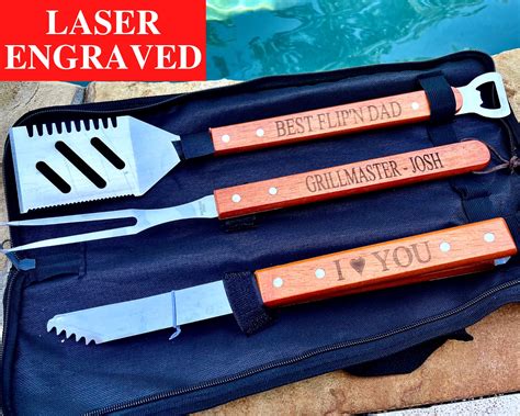 Gift For Dad Personalized Grill Set BBQ Grill Set Mens BBQ Etsy