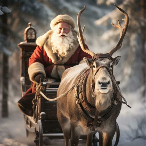 Santa Claus and his reindeer delivering presents 29607768 Stock Photo ...