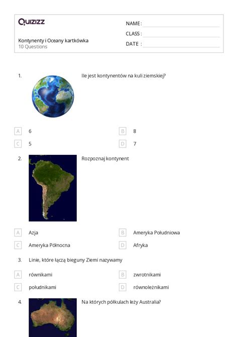 Ponad Oceany Arkuszy Roboczych Dla Klasa W Quizizz Darmowe I Do