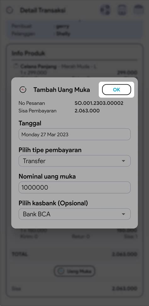 Menambahkan Dp Down Payment Uang Muka Pada Pesanan Pelanggan