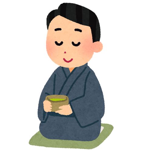 無料イラスト かわいいフリー素材集 お茶を飲む男性のイラスト（茶道）