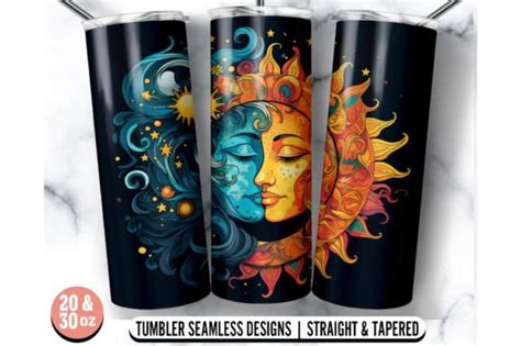 The Sun And The Moon Skinny Tumbler Wrap Graphic By Sak Kobere