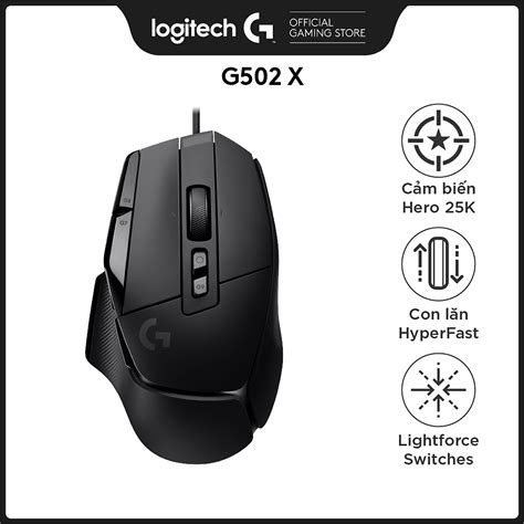 Chuột Game Có Dây Logitech G502 X Switch Lightforce Hybrid Cảm Biến Hero 25k 13 Nút Macro