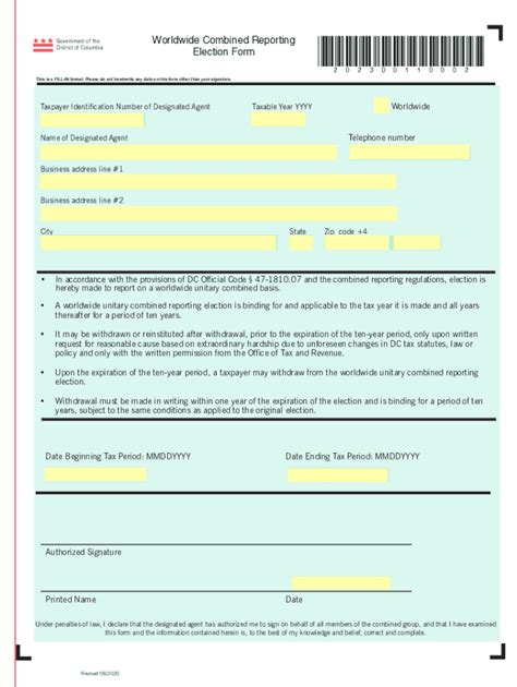 Fillable Online Otr Cfo Dc Dc Office Of Tax And Revenue