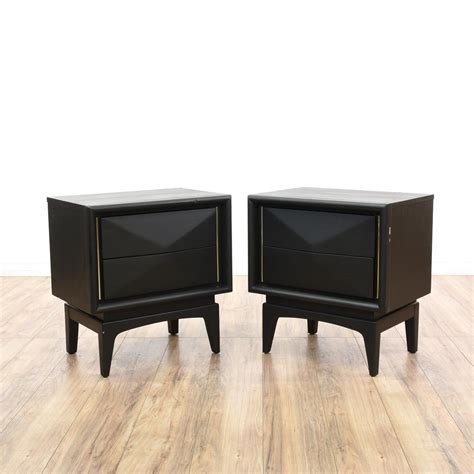 Pair Of Black Mid Century Modern Nightstands Mid Century Modern Nightstand Modern Nightstand